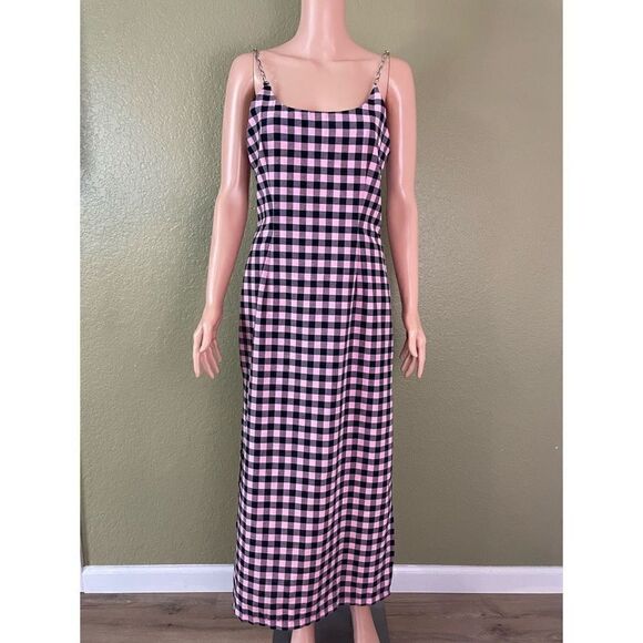 ASOS The Ragged Priest Pink Black Gingham Slip Maxi Dress Women’s 4 Sleeveless - Picture 1 of 8